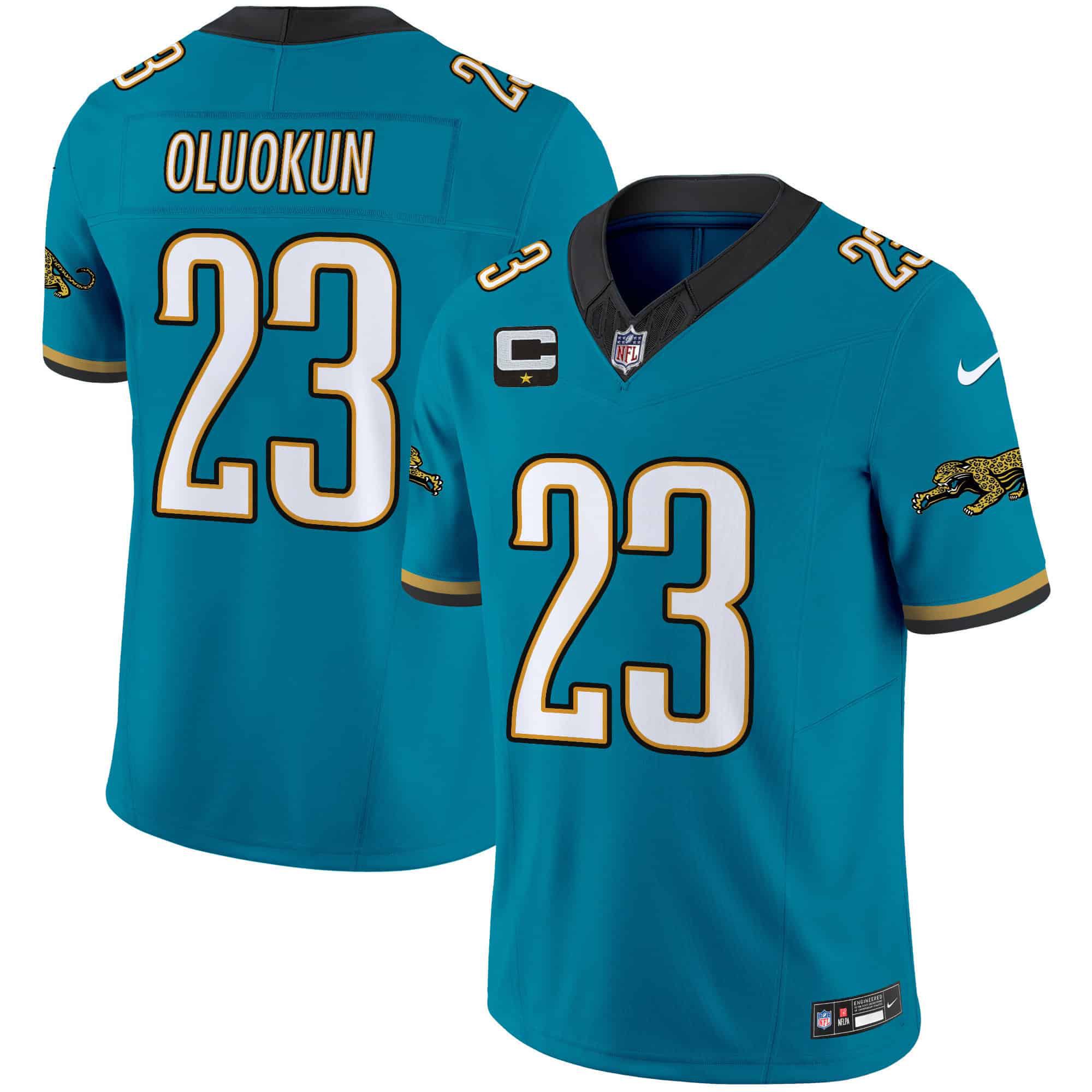 Men Jacksonville Jaguars #23 Oluokun Green 2024 Nike Throwback Vapor Limited NFL Jersey